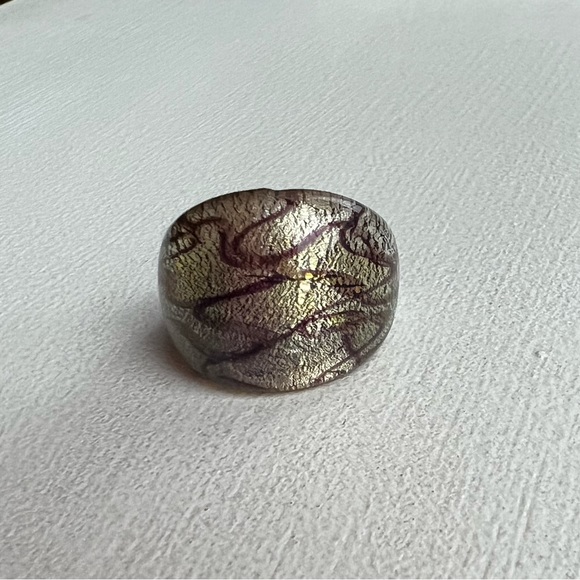 Murano Glass statement ring gold /purple - handmade in Italy! - Picture 2 of 3